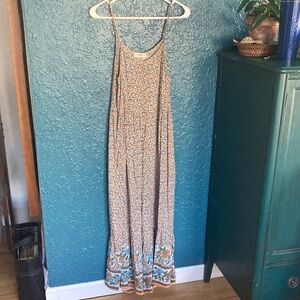 NATURAL LIFE..Floral, adjustable spaghetti-strap jumper with pockets! Sz Small